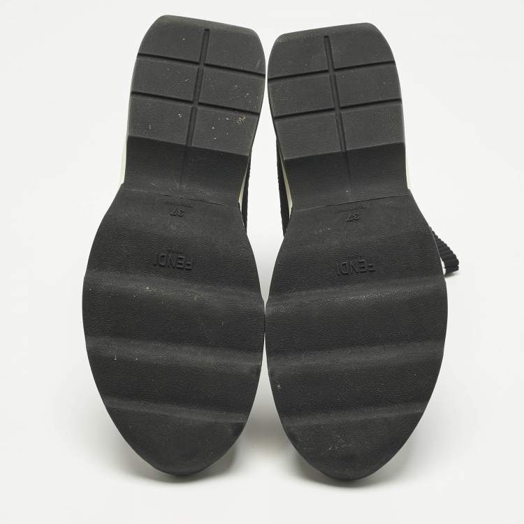 Pre Owned Fendi Navy Blue Knit Fabric Sock High Top Sneakers Size 37