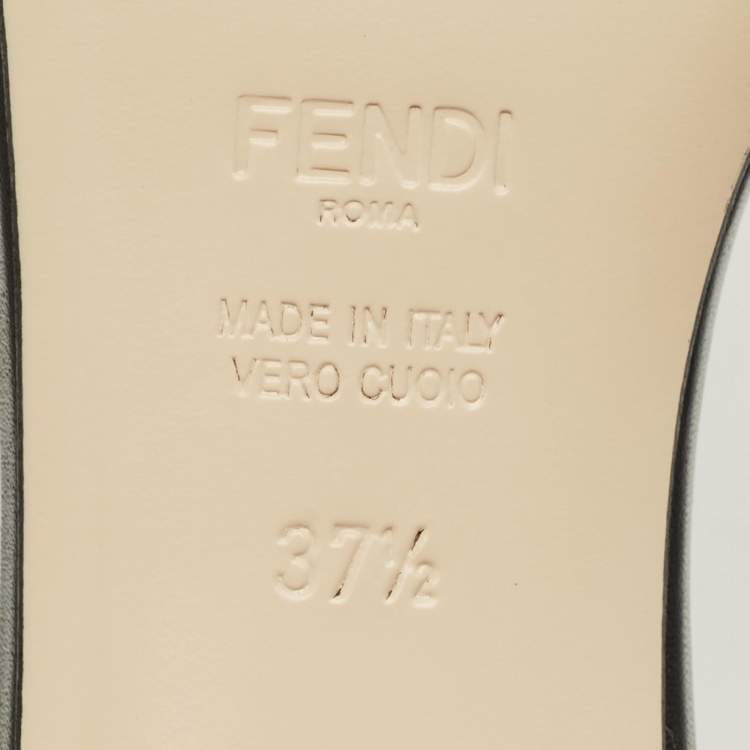 Pre Owned Fendi Brown Velvet FF Logo Zucca Slide Sandals Size 37.5