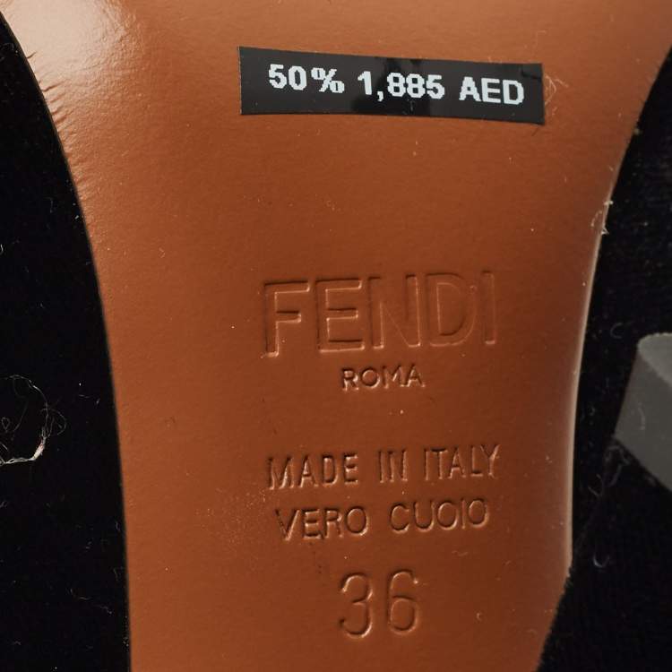 Pre Owned Fendi Size 36 Grey/Black Tweed and Velvet Sucks Boots