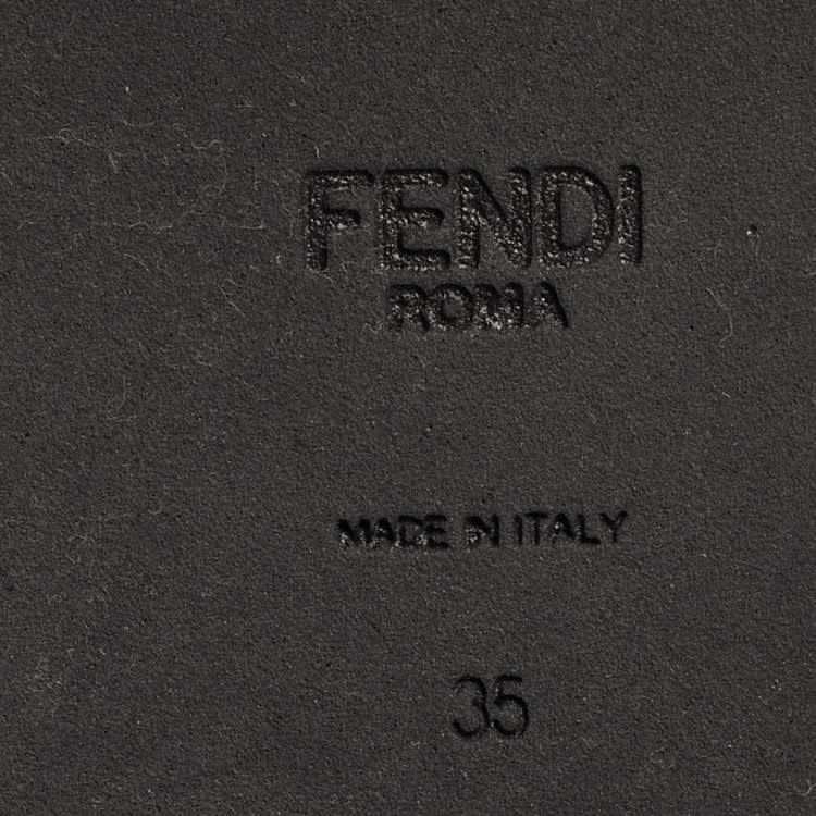 Pre Owned Fendi Caroline Size 35 Black Leather and Fur Combat Boots