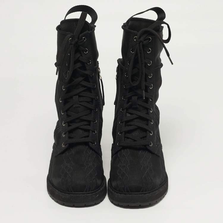 Pre Owned Fendi Biker Size 39 Black Fabric Ankle Length Boots