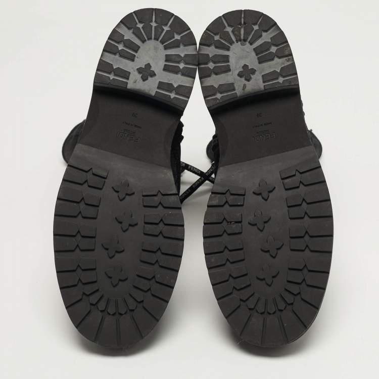 Pre Owned Fendi Biker Size 39 Black Fabric Ankle Length Boots