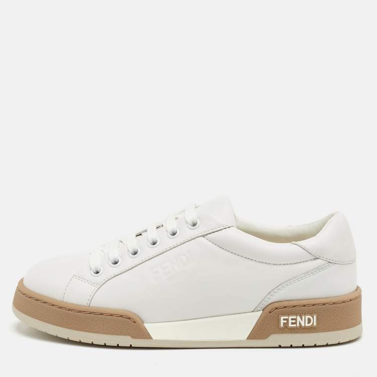 Pre Owned Fendi Size 36 White Leather Lace Up Low Top Sneakers