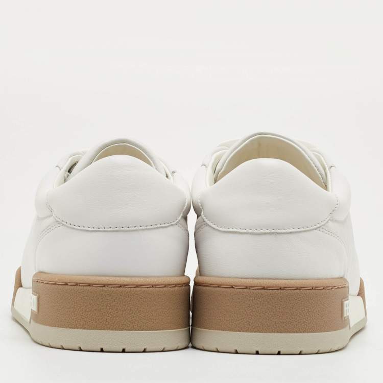 Pre Owned Fendi Size 36 White Leather Lace Up Low Top Sneakers
