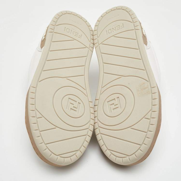 Pre Owned Fendi Size 36 White Leather Lace Up Low Top Sneakers