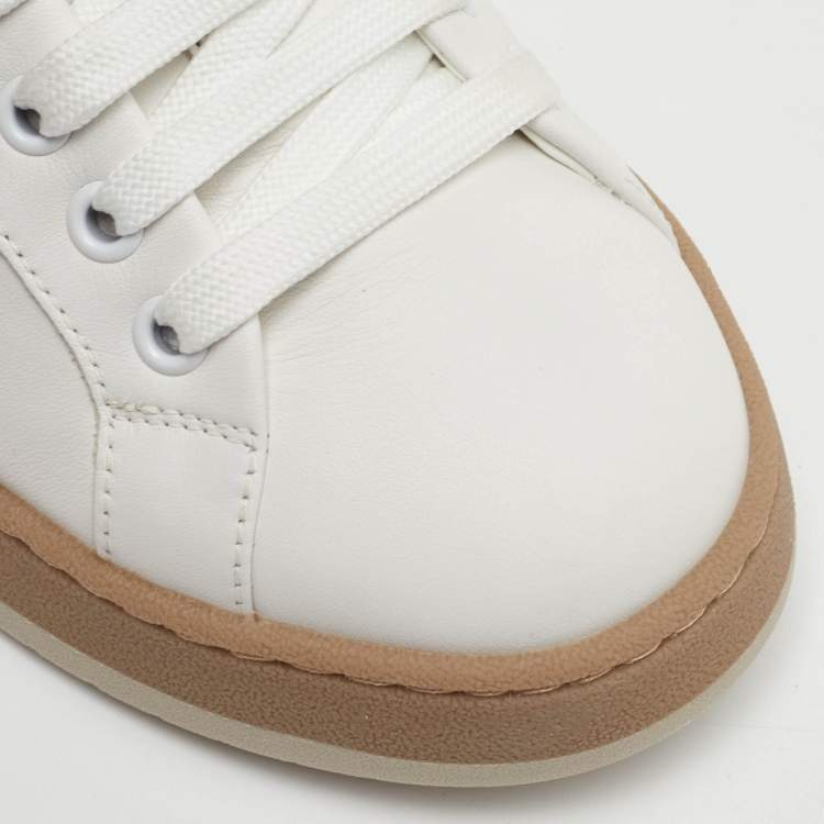 Pre Owned Fendi Size 36 White Leather Lace Up Low Top Sneakers