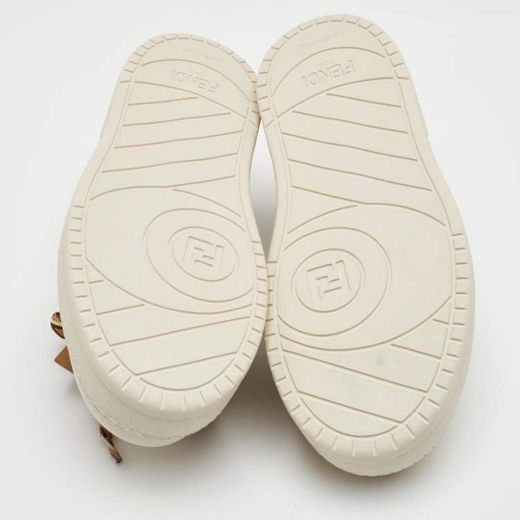 مملوكة مسبقًا Fendi Match Charm Size 37 Cream/Brown Leather Platform Low Top Sneakers