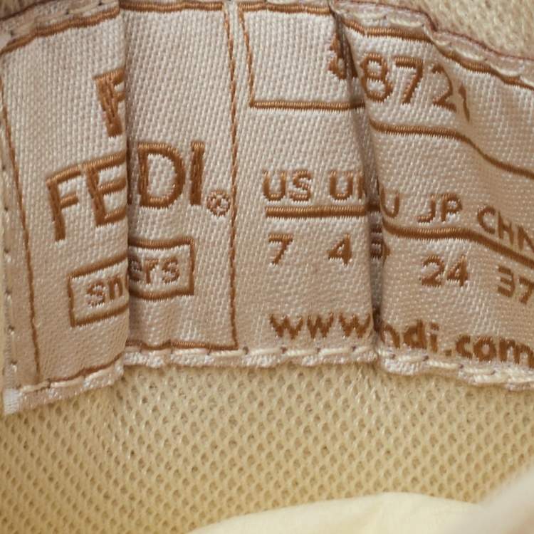 مملوكة مسبقًا Fendi Match Charm Size 37 Cream/Brown Leather Platform Low Top Sneakers