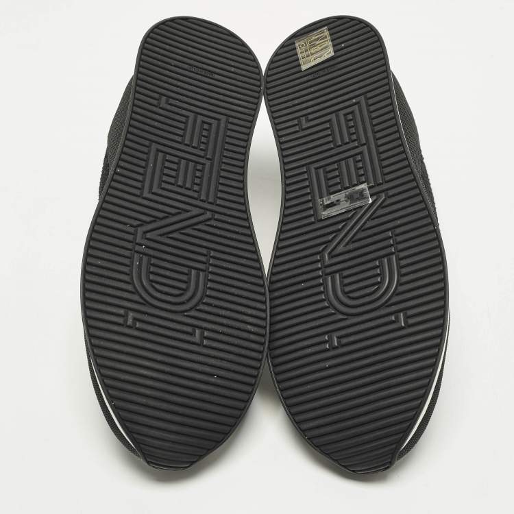 Pre Owned Fendi Size 37 Black FF Vertigo Mesh and Grosgrain Slip On Sneakers