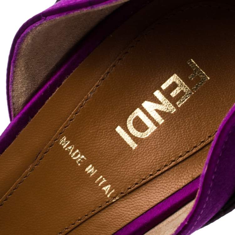 Pre Owned Fendi Two Satin Anemone D'orsay Peep Toe Platform Pumps Size 35