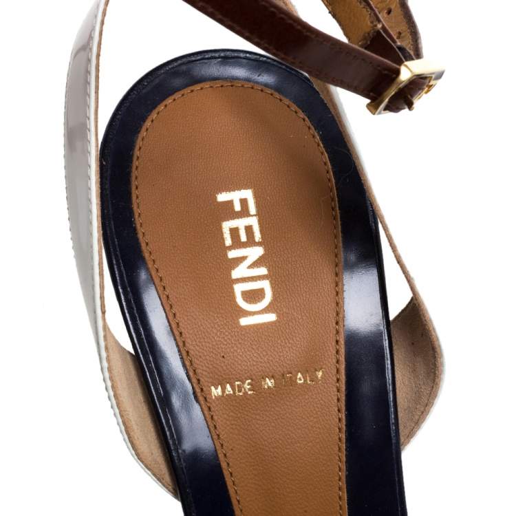 Pre Owned Fendi White Leather Ankle Wrap Sandals Size 39