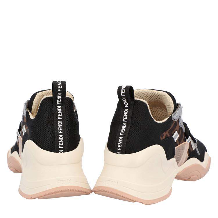 Pre Owned Fendi Brown Knit Low top Sneakers Size 38
