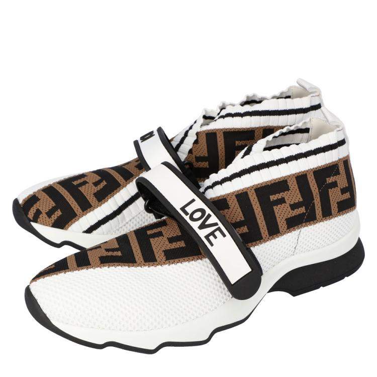 مملوكة مسبقًا Fendi White Rockoko Sneakers Size 37