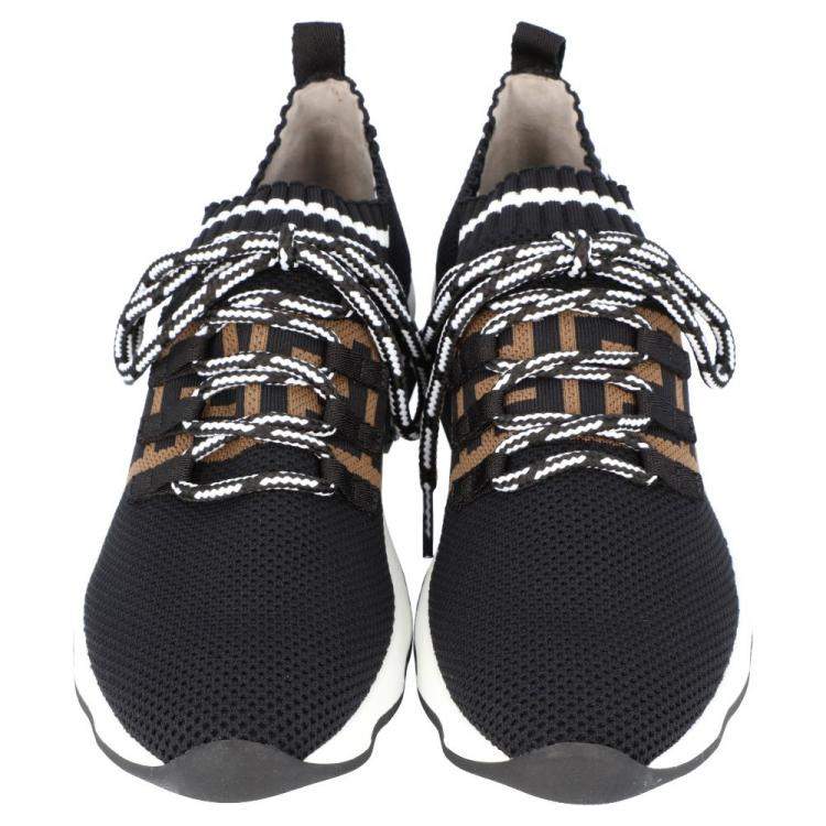 Pre Owned Fendi Black Mesh FF Rockoko low-top Sneakers Size EU 38