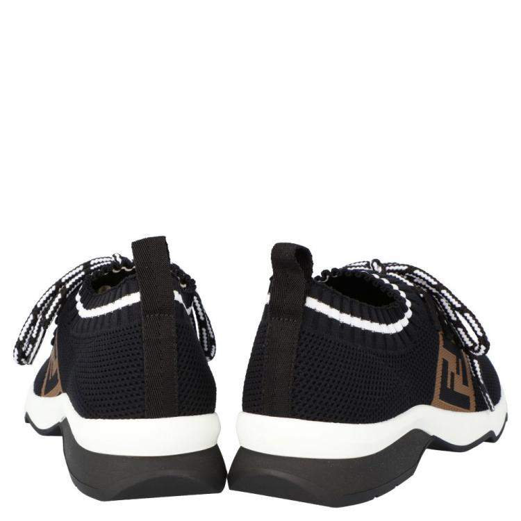 Pre Owned Fendi Black Mesh FF Rockoko low-top Sneakers Size EU 38