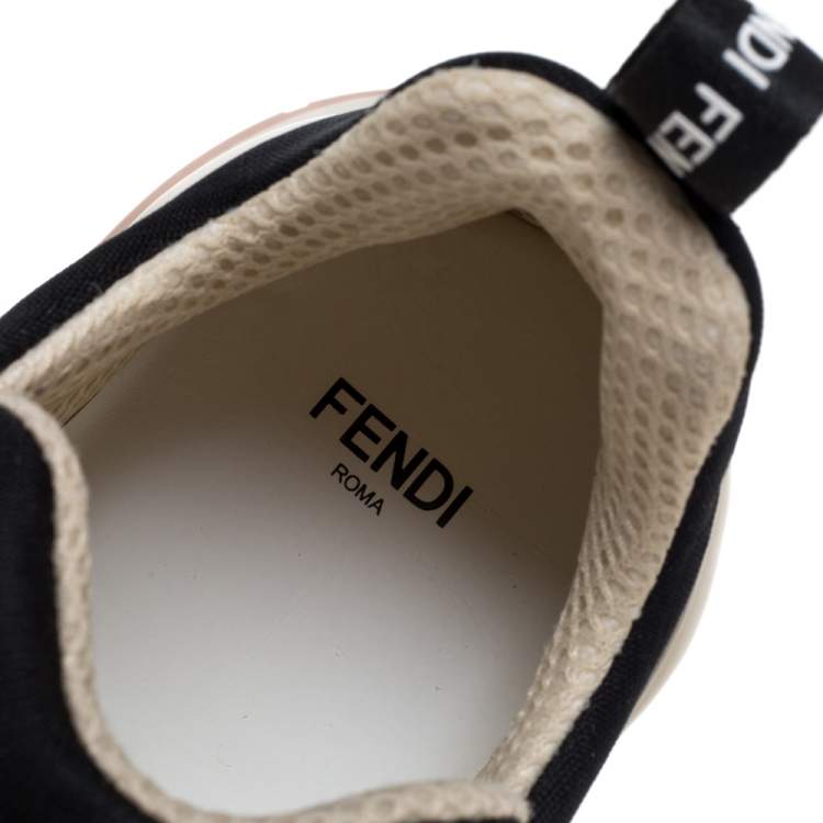 Pre Owned Fendi Black/Brown Zucca Mesh Ffluid Lace Up Sneakers Size 40