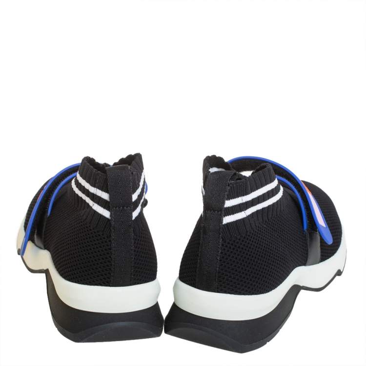 Pre Owned Fendi Black Knit Fabric Rockoko Low Top Sneakers Size 37