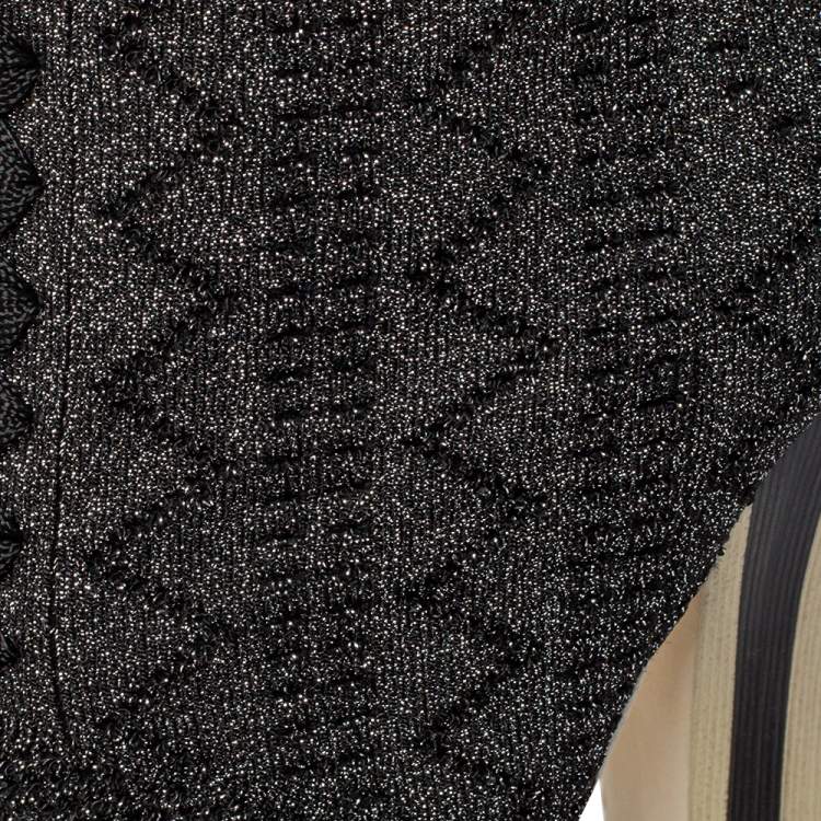 مملوكة مسبقًا Fendi Black/Silver Lurex And Knit Fabric Sock Ankle Boots Size 39