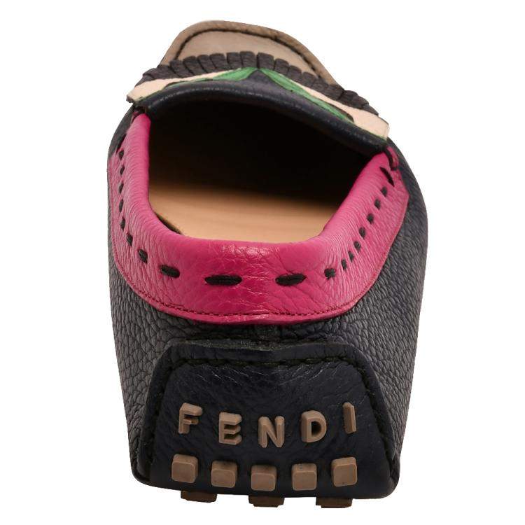 Pre Owned Fendi Multicolour Monster Leather Loafers EU 40