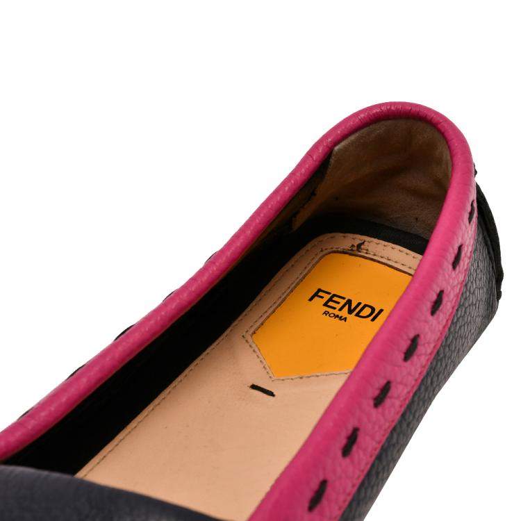 Pre Owned Fendi Multicolour Monster Leather Loafers EU 40