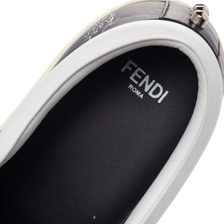 مملوكة مسبقًا Fendi Multicolor Leather Karlito Studded Low Top Sneakers Size 36