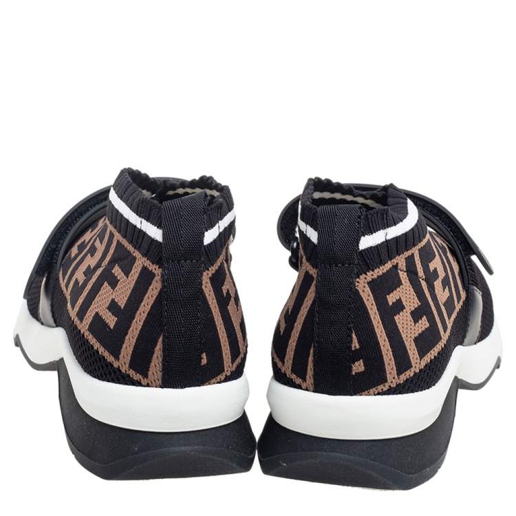 Pre Owned Fendi Multicolor FF Monogram Knit Fabric Rockoko Sneakers Size 36
