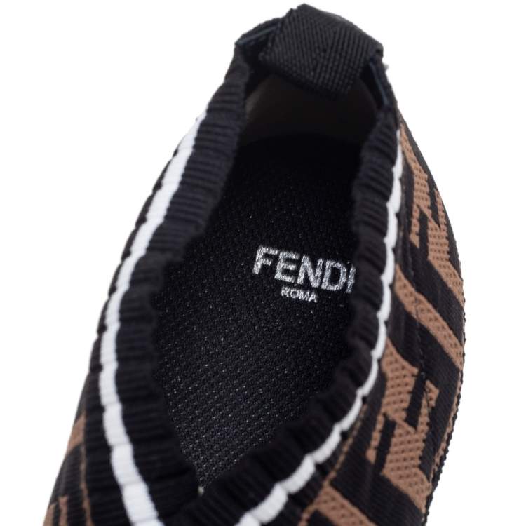 Pre Owned Fendi Multicolor FF Monogram Knit Fabric Rockoko Sneakers Size 36