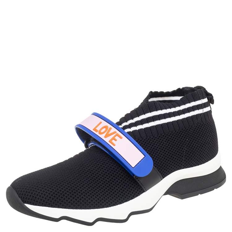 Pre Owned Fendi Multicolor Fabric and PVC Rockoko Mismatch Sneakers Size 37