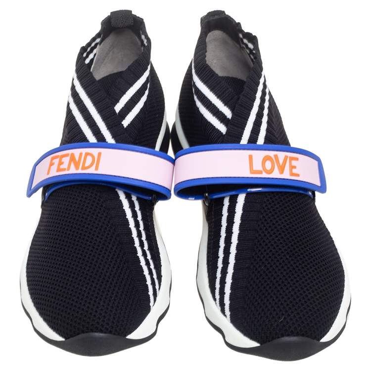 Pre Owned Fendi Multicolor Fabric and PVC Rockoko Mismatch Sneakers Size 37