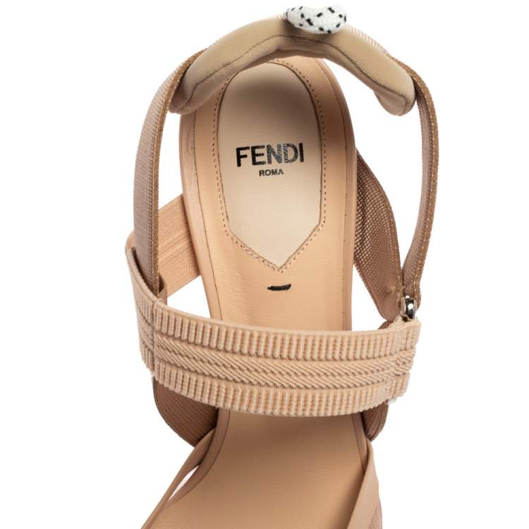 Pre Owned Fendi Multicolor Mesh And Fabric Colibri Slingback Pointed Toe Sandals Size 40