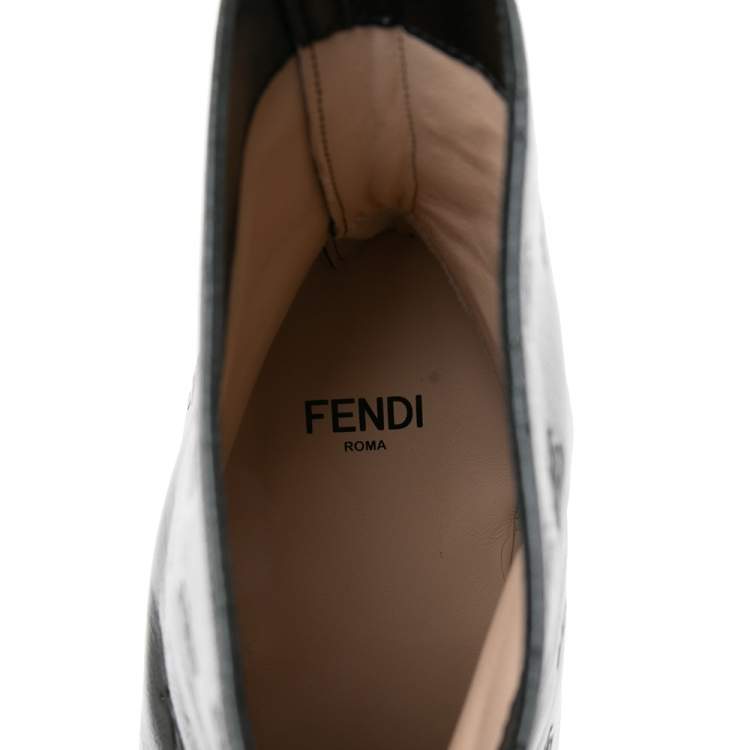 Pre Owned Fendi Black Leather FFreedom Ankle Boots Size 40