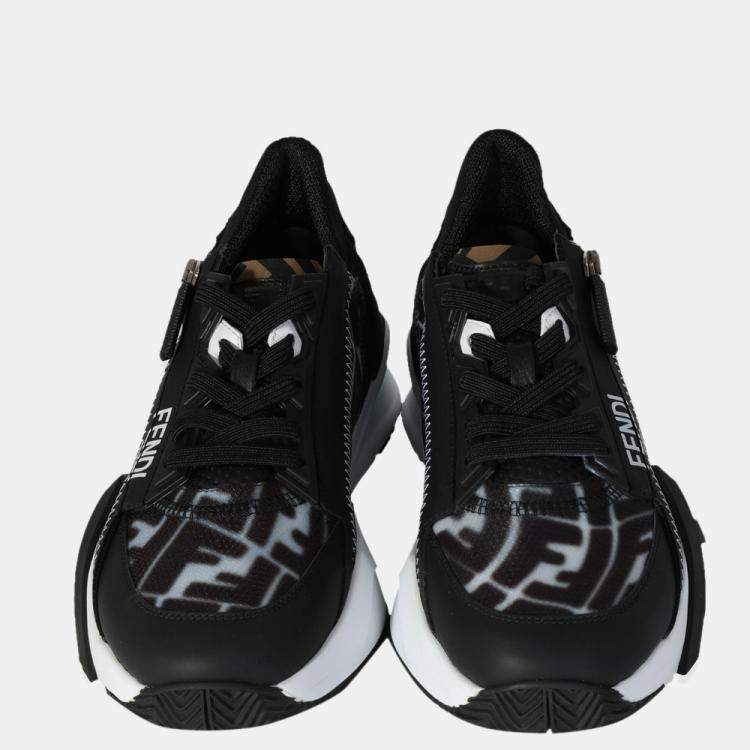 Pre Owned Fendi Black Wmns Flow FF Motif Low Sneakers EU 37