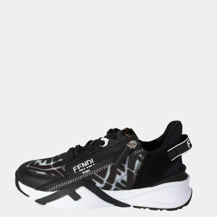Pre Owned Fendi Black Wmns Flow FF Motif Low Sneakers EU 37
