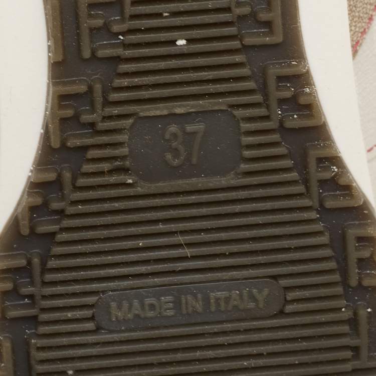 Pre Owned Fendi Two Zucca Canvas Trainer Lace Up Sneakers Size 37