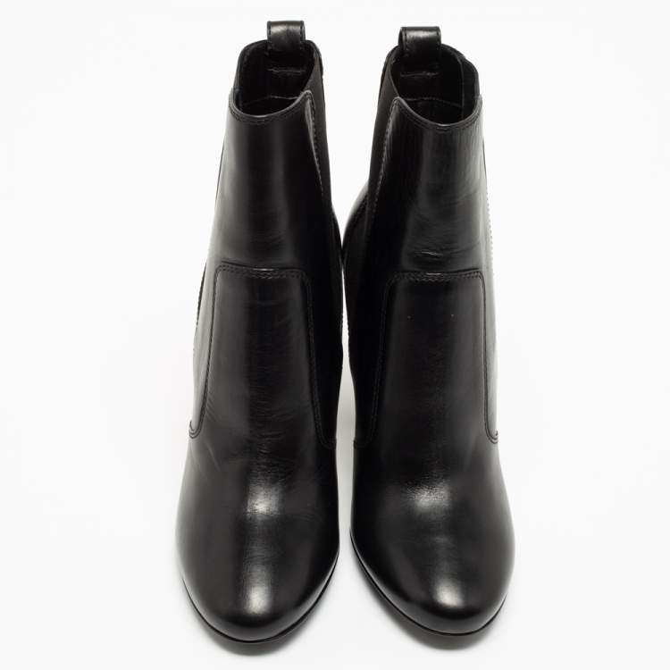 Pre Owned Fendi Black Leather Ffreedom Ankle Boots Size 38.5