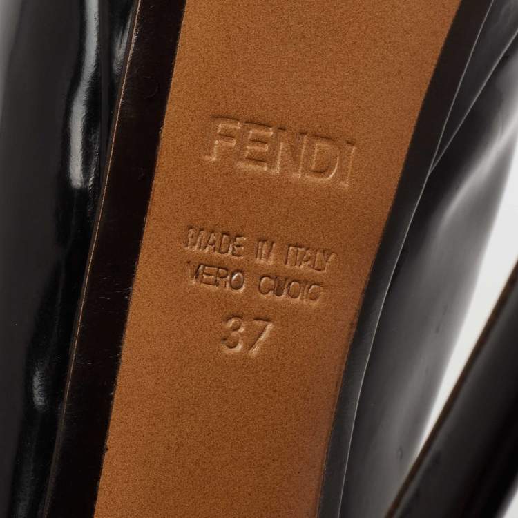 مملوكة مسبقًا Fendi Black Glitter, Suede and Leather Peep-Toe Platform Ankle Boots Size 37