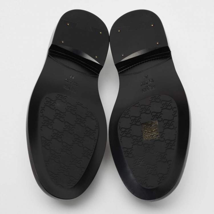 Pre Owned Fendi Black Leather Slip On Loafers Size 39