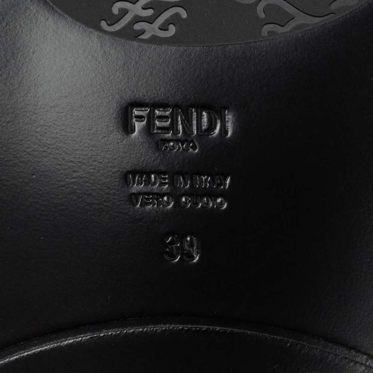 Pre Owned Fendi Black Leather Slip On Loafers Size 39