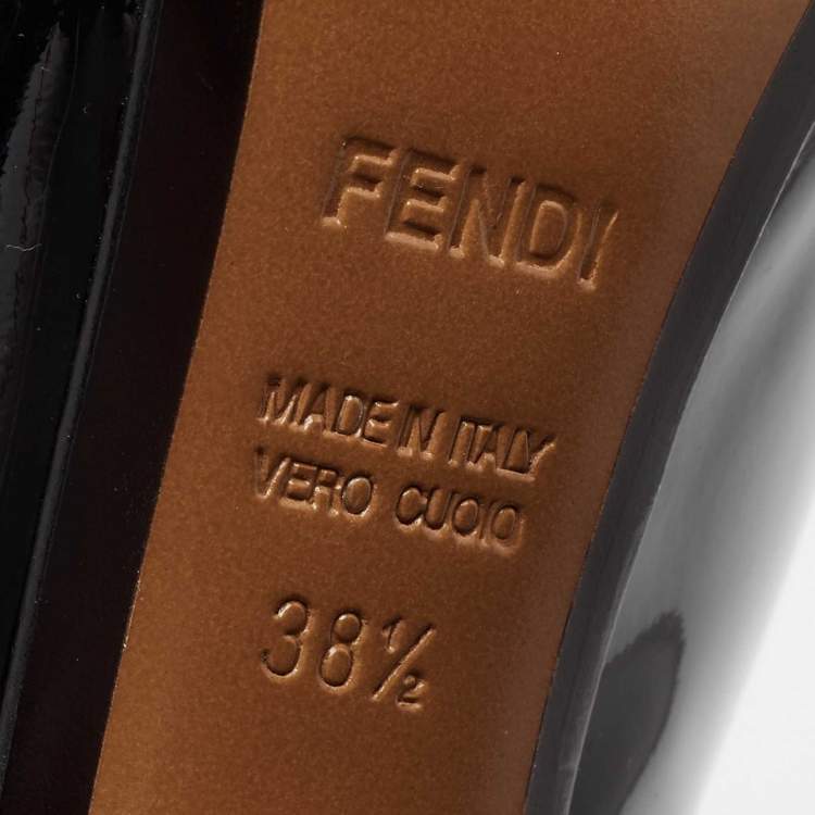 مملوكة مسبقًا Fendi Black Patent Leather Diamond Heel Pointed Toe Ankle Booties Size 38.5