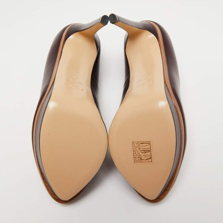 Pre Owned Fendi Burgundy Leather Platform Pumps Size 38