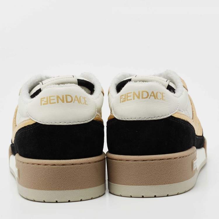 Pre Owned Fendi Multicolor Leather And Suede Match Lace Up Sneakers Size 37