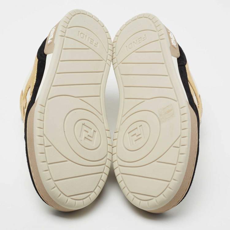Pre Owned Fendi Multicolor Leather And Suede Match Lace Up Sneakers Size 37