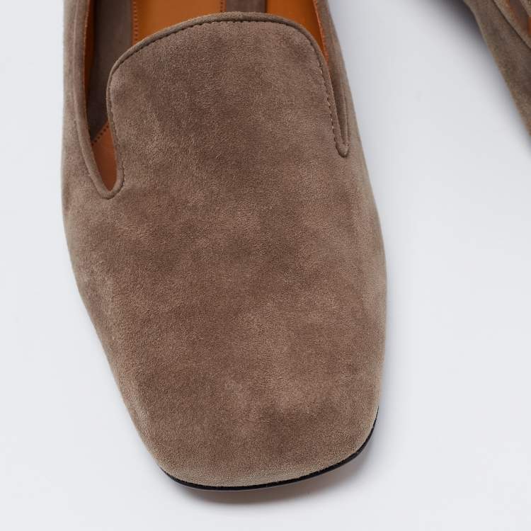Pre Owned Fendi Grey Suede Slip On Loafers Size 40