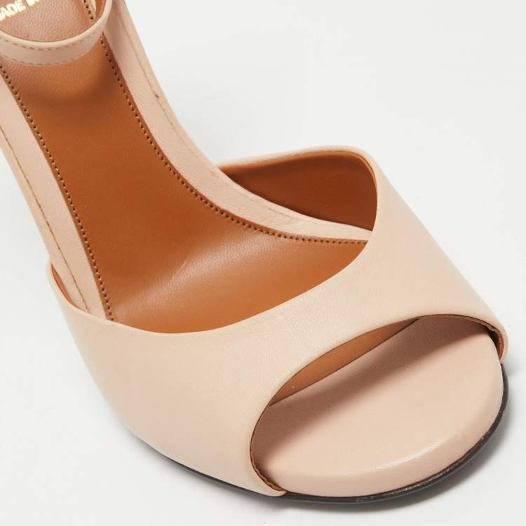 Pre Owned Fendi Light Pink Leather Ankle Strap Sandals Size 36