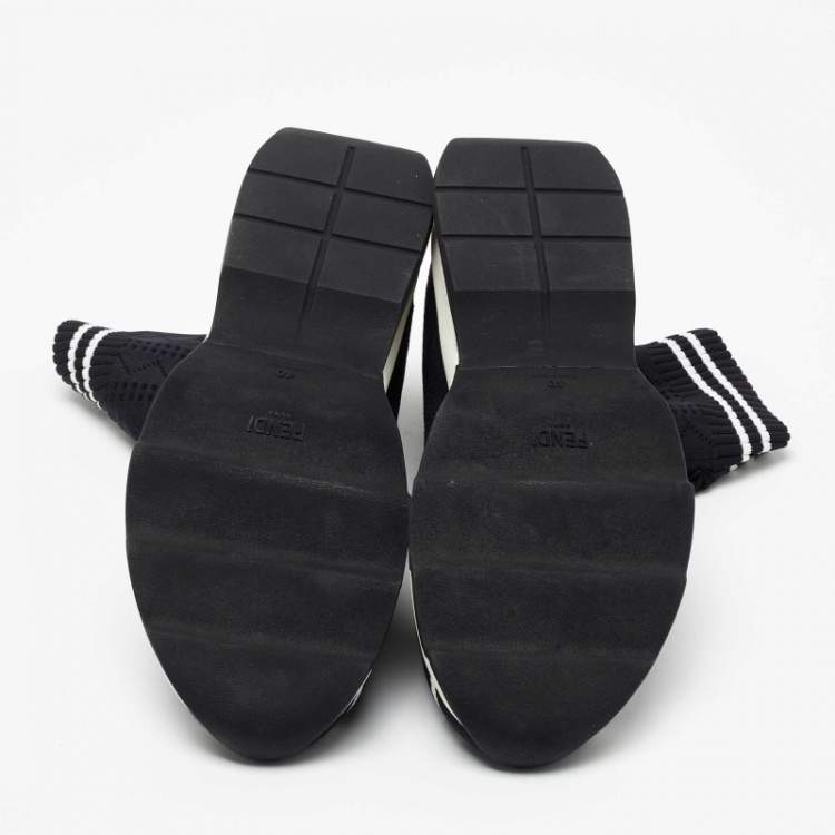 Pre Owned Fendi Black Knit Fabric Sock High Top Sneakers Size 40