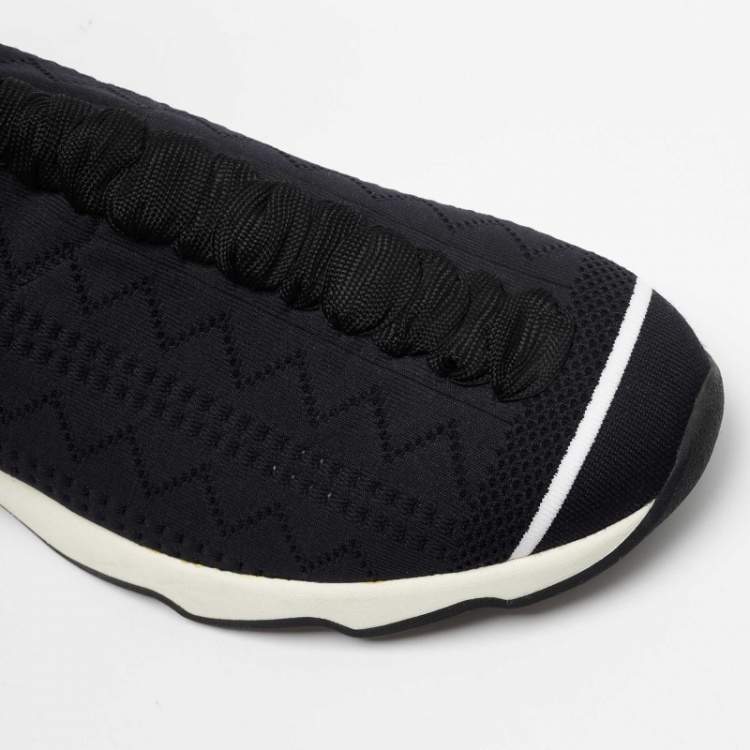 Pre Owned Fendi Black Knit Fabric Sock High Top Sneakers Size 40