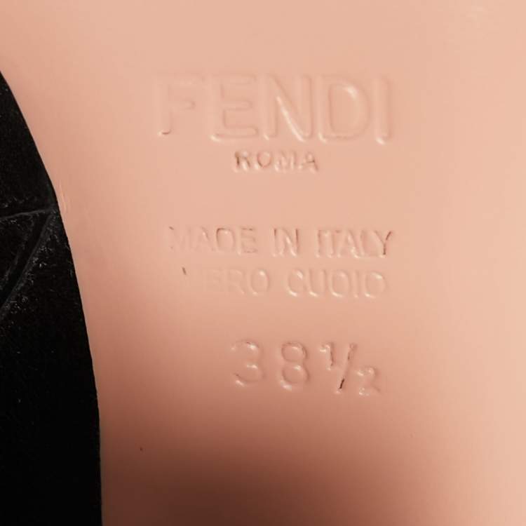 Pre Owned Fendi Black Leather Pom Pom Ankle Boots Size 38.5 