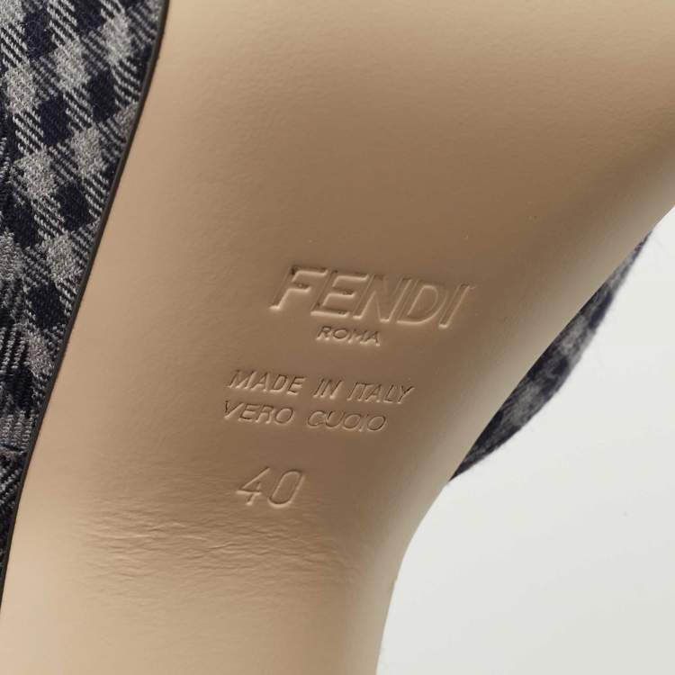 Pre Owned Fendi Grey/Blue Canvas Promenade Slingback Pumps Size 40