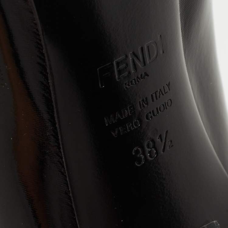 Pre Owned Fendi Black Patent Leather Knee Length Boots Size 38.5