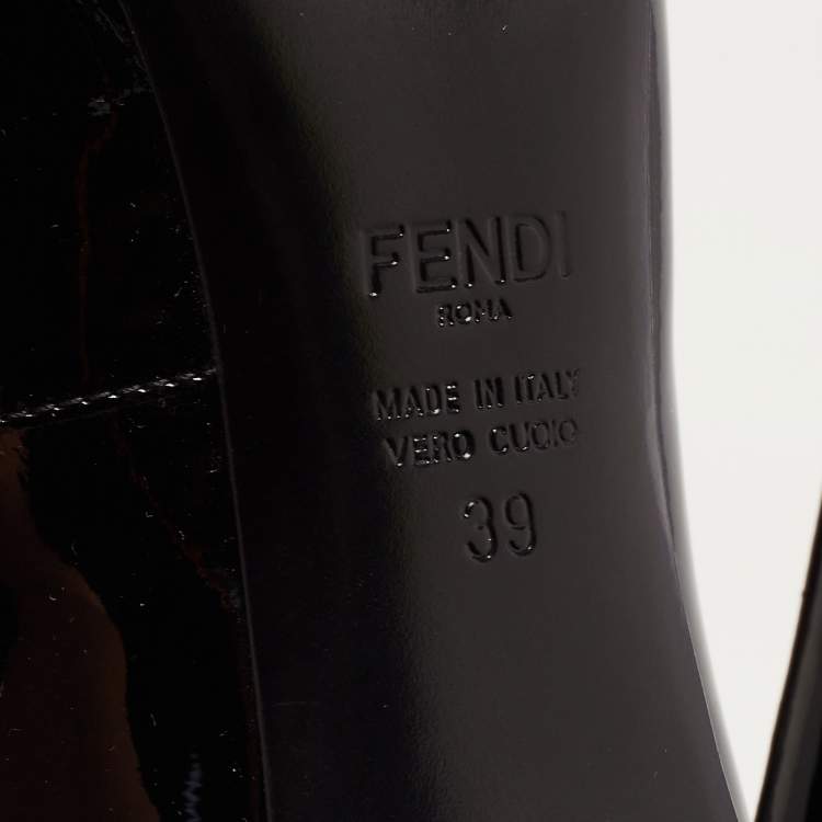 Pre Owned Fendi Black Patent Leather Flowerland Strappy Pumps Size 39